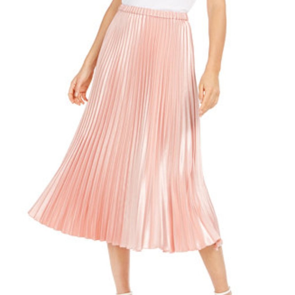 ANNE KLEIN Devonshire pink glossy maxi/midi skirt